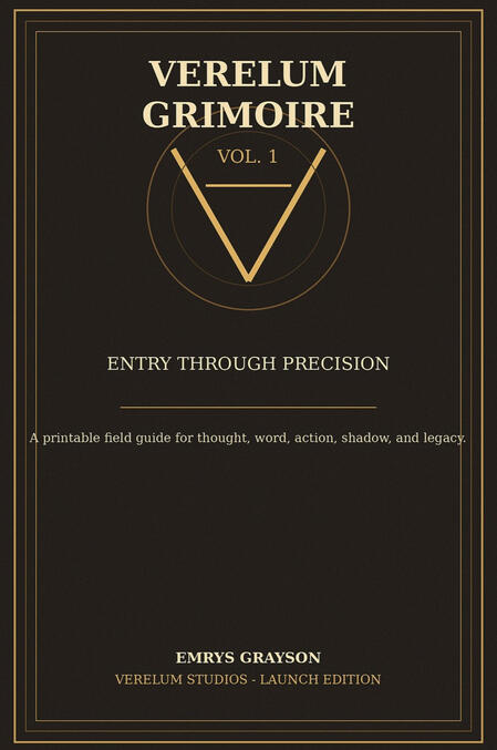 A printable self-mastery grimoire for turning chaos into coherence through reflection, measurement, shadow work, and daily ritual.